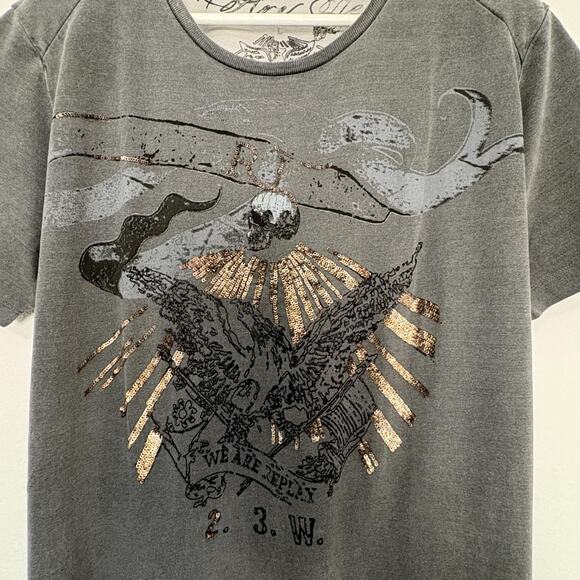 We Are Replay Gray T with Metallic Embellishment Large - Picture 1 of 8